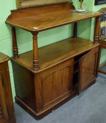 Lot 1196 - A Victorian mahogany two-tier buffet, circa 1870, with superstructure and turned gun barrel...