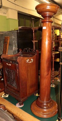 Lot 1210 - Victorian mahogany column pedestal and a late Victorian carved mahogany coal purdonium