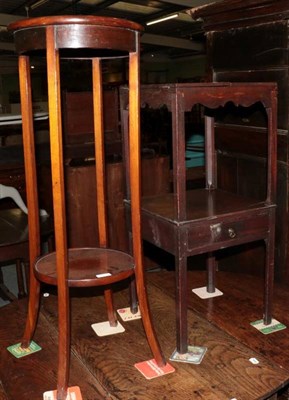 Lot 1213 - George III mahogany washstand with hinged leaves and an Edwardian mahogany two-tier plant stand