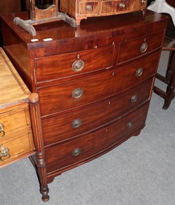 Lot 1223 - George III mahogany bow fronted five drawer chest