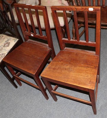 Lot 1252 - Pair of George III Provincial dining chairs; pair of late 19th century mahogany dining chairs...