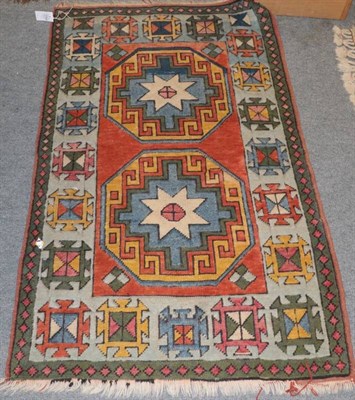 Lot 1259 - Shirvan Rug, East Caucasus, the field with five serrated guls enclosed by multiple borders, 163...