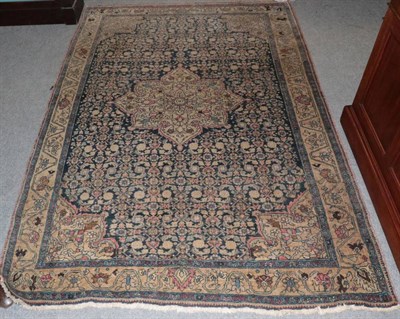 Lot 1266 - A Bidjar rug, Iranian Kurdistan, the deep indigo Herati field centred by a pale lemon...