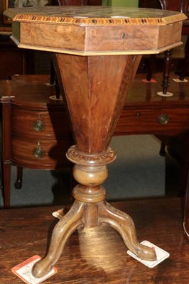 Lot 1284 - Victorian figured walnut chess-top trumpet shaped work table