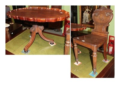 Lot 1293 - A 19th century hall chair; and a shell topped coffee table (2)