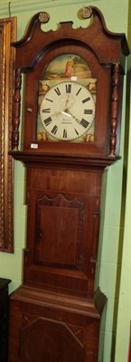 Lot 1306 - A 19th century mahogany thirty-hour longcase clock, painted arch dial bearing inscription 'Barkers