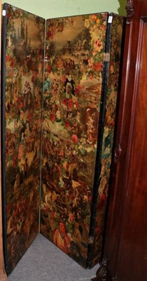 Lot 1309 - A 19th century scrap work four fold screen with chinoiserie decoration to verso