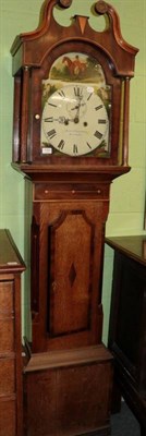 Lot 1323 - An early 19th century oak and mahogany eight-day longcase clock, painted arch dial signed James...