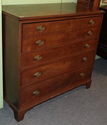 Lot 1324 - George III oak secretaire chest