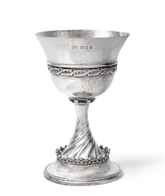 Lot 46 - Omar Ramsden: An Arts And Crafts Silver Wine Goblet, London 1919, the flared bowl with...