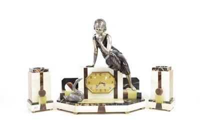 Lot 257 - Ugo Cipriani - Uriano (Italian, 1887-1960): A French Art Deco Patinated Spelter, Marble and...