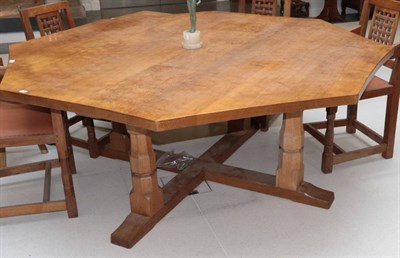 Lot 285 - Mouseman: A Robert Thompson of Kilburn English Oak 6ft Octagonal Dining Table, on four...