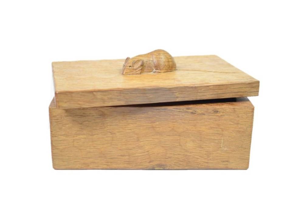 Lot 313 - Mouseman: A Robert Thompson of Kilburn English Oak Trinket Box and Cover, of rectangular form,...