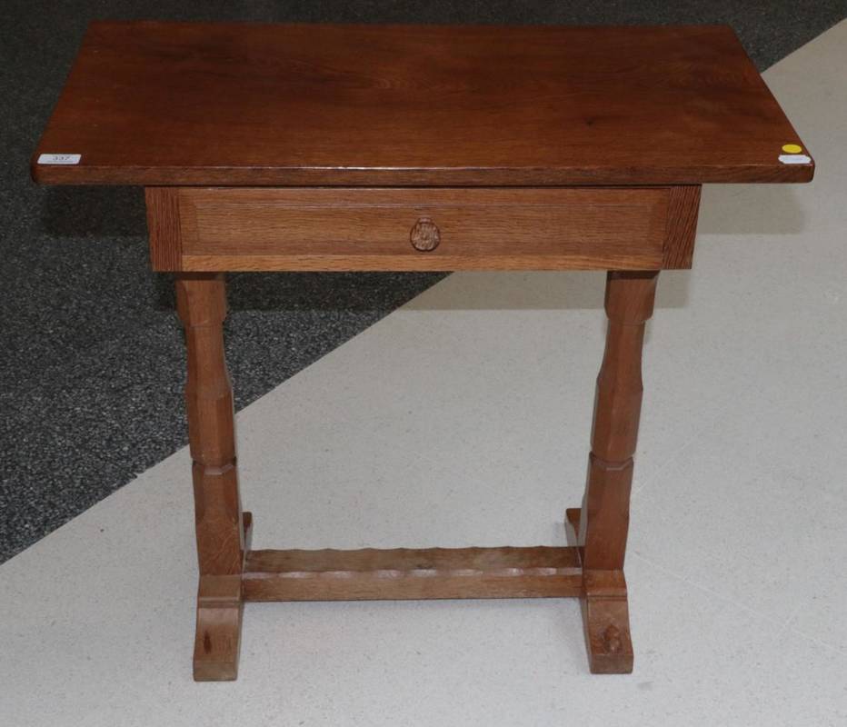 Lot 337 - Beaverman: A Colin Almack of Sutton-under-Whitestonecliffe English Oak Side Table, fitted with...