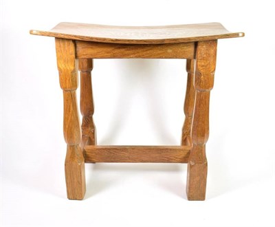 Lot 343 - Eagleman: An Albert Jeffray of Sessay English Oak Dish Top Stool, with nailed top, on four...