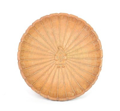 Lot 348 - Gnomeman: A Thomas Whittaker of Littlebeck English Oak Circular Fruit Bowl, fluted with hand-tooled