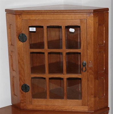 Lot 350 - Knightman: A Horace Knight of Balk Panelled English Oak Glazed Hanging Corner Cupboard, with...