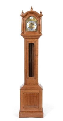 Lot 356 - A Sid Pollard of Thirsk English Oak Small Longcase Clock, double weight driven movement, the arched