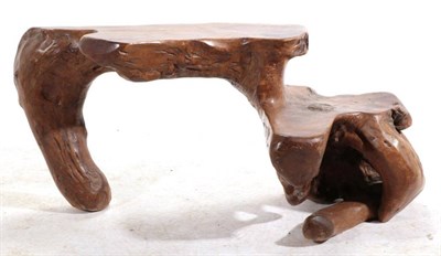 Lot 386 - A Large Rootwood Carving, modern, in the form of a two-tier coffee table, 120cm by 56cm