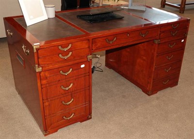 Lot 394 - Star Bay Furniture: A Rochfort Indian Rosewood Double Pedestal Desk, model *005, modern, with...