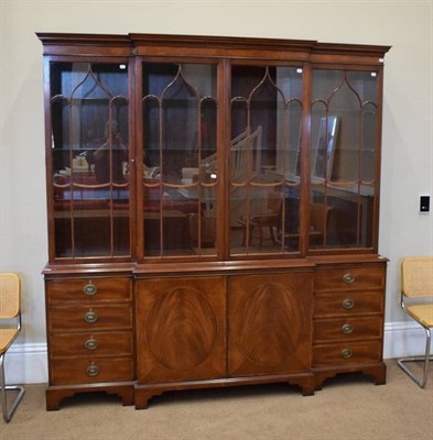 Lot 398 - Arthur Brett & Sons of Norwich: A George III Style Mahogany and Crossbanded Breakfront Library...