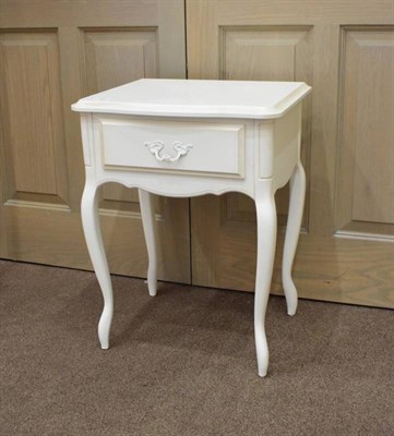 Lot 403 - A Laura Ashley Cream Painted Provençale Range Serpentine Shaped Bedside Table, modern, with single