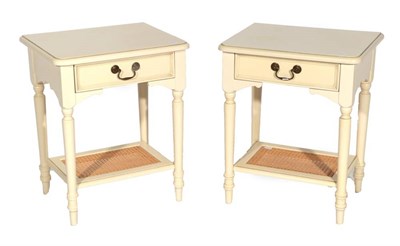 Lot 408 - A Pair of Laura Ashley Ivory Painted Clifton Range Bedside Tables, modern, each with single...