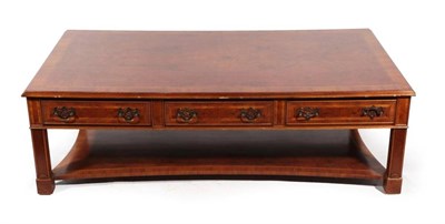 Lot 415 - A Burr Walnut, Featherbanded and Crossbanded Coffee Table, retained by Barker & Stonehouse, modern