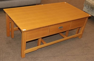 Lot 417 - A Stag Renaissance Oak Coffee Table, modern, of rectangular form, with two small nesting tables...