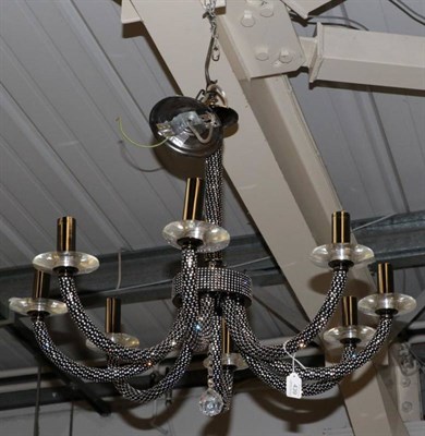 Lot 439 - A Dijas Elena Eight-Branch Chrome and Crystal Effect Chandelier, modern, the eight arms...