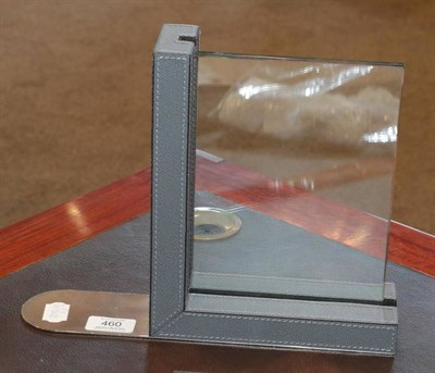 Lot 460 - David Linley: A Grey and Stitched Calf Leather Bookend, modern, with two removeable glass...