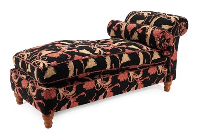 Lot 467 - Sixten & Cassey Fine Furniture: An Upholstered Day Bed, modern, covered in black, gold and red...