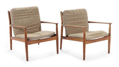 Lot 546 - A Pair of Danish 1970's Teak Armchairs, designed by Arne Vodder for Glostrup Mobelfabrik,...