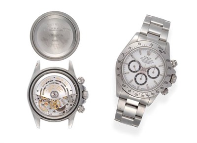 Lot 59 - A Stainless Steel Automatic Chronograph Wristwatch, signed Rolex, Oyster Perpetual, Superlative...