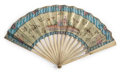 Lot 2002 - A Mid-18th Century Bone Fan, the monture very simple with only some shaping to the upper...