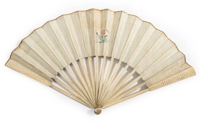 Lot 2002 - A Mid-18th Century Bone Fan, the monture very simple with only some shaping to the upper...