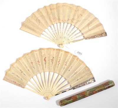 Lot 2003 - A French Mid-18th Century Ivory Fan, the double leaf plain to the verso, mounted on carved, pierced
