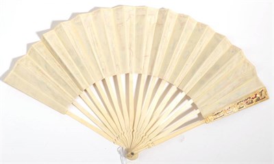Lot 2005 - A Third Quarter 18th Century French Ivory Fan, the monture relatively plain save for carving to the