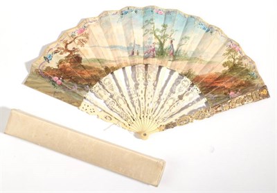 Lot 2017 - A Mid-18th Century Ivory Fan, the monture elaborately carved and gilded, the gorge particularly...