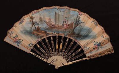 Lot 2021 - La Coeur Enflamée: An ivory Fan, circa 1780, probably French, the monture carved, pierced and...