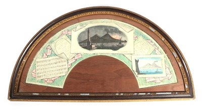 Lot 2030 - A Late 18th Century Grand Tour Fan Leaf, framed and glazed, with a depiction of the Bay of...