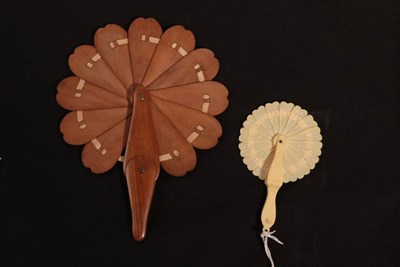 Lot 2037 - Two Cockade Fans, one dated 1891, the eleven inner sticks of plain wood, save for some...