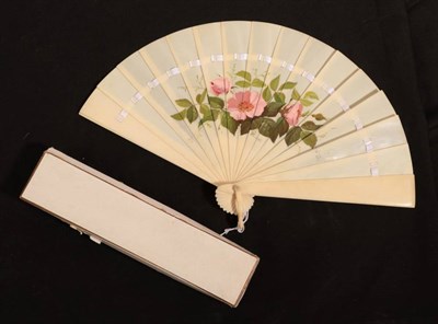 Lot 2042 - A Late 1880's Ivory Brisé Fan, most likely Austrian, the fifteen wide inner sticks plain save...