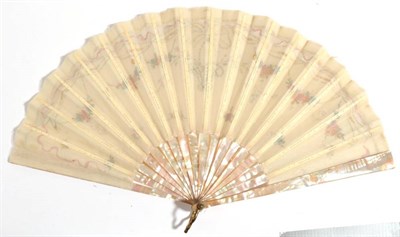 Lot 2090 - A Small Early 20th Century Pink Mother-of Pearl Fan, the monture plain, the double leaf of...