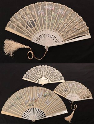 Lot 2108 - A Large Late 19th Century White Mother-of-Pearl Fan, the monture's only detail being a shape to the