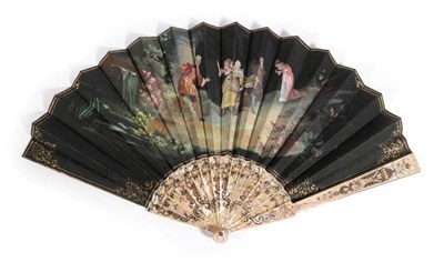 Lot 2113 - A Large Circa 1890's Pink Mother-of-Pearl Fan, the monture carved and pierced, gilded and silvered.