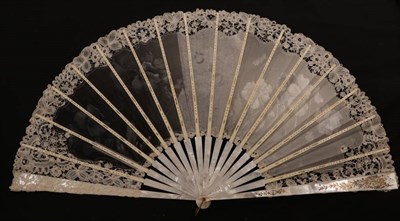 Lot 2115 - Pansies: A Large and Striking Late 19th Century Fan, the monture of white Mother of Pearl,...