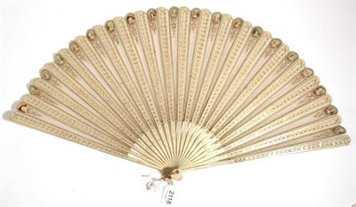 Lot 2118 - A Large Late 19th Century Wooden Fan, with a very light and airy appearance, the monture...