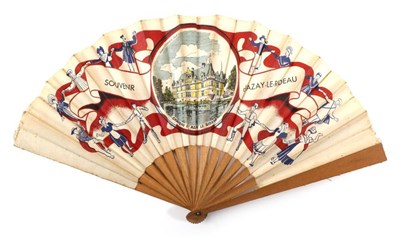 Lot 2126 - A 20th Century Cotton Fabric Advertising Fan for the Chateau Azay-le-Rideau on the Loire, built...