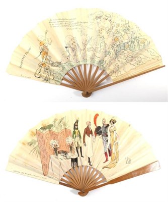 Lot 2132 - A Lachelin Advertising Fan for Restaurant Henry, the paper leaf mounted à l'Anglaise on wooden...